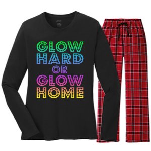 Glow Hard Or Glow Home 70s 80s For Man Woman Women's Long Sleeve Flannel Pajama Set 