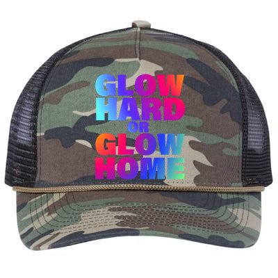 Glow Hard Or Glow Home 70s 80s For Man Woman Retro Rope Trucker Hat Cap