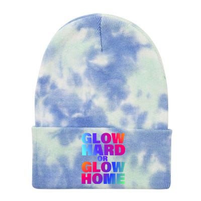 Glow Hard Or Glow Home 70s 80s For Man Woman Tie Dye 12in Knit Beanie