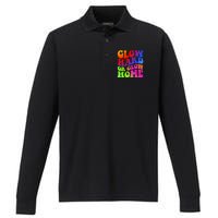 Glow Hard Or Glow Home Retro 70s 80s For Man Woman Performance Long Sleeve Polo