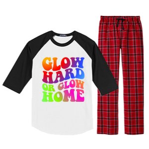 Glow Hard Or Glow Home Retro 70s 80s For Man Woman Raglan Sleeve Pajama Set