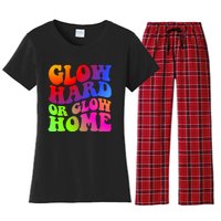 Glow Hard Or Glow Home Retro 70s 80s For Man Woman Women's Flannel Pajama Set