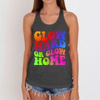 Glow Hard Or Glow Home Retro 70s 80s For Man Woman Women's Knotted Racerback Tank