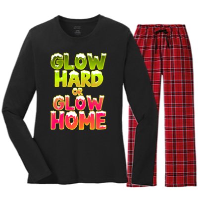 Glow Hard Or Glow Home Women's Long Sleeve Flannel Pajama Set 