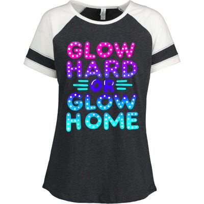 Glow Hard Or Glow Home Neon Party Lover Enza Ladies Jersey Colorblock Tee