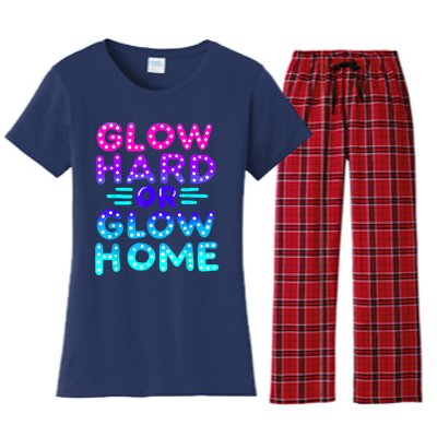 Glow Hard Or Glow Home Neon Party Lover Women's Flannel Pajama Set