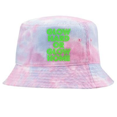 Glow Hard Or Glow Home | 70s 80s Funny Glow Tie-Dyed Bucket Hat