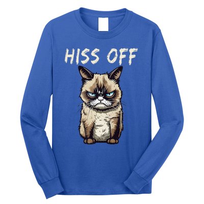 Grumpy Hiss Off Cat Meow Cat Long Sleeve Shirt