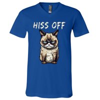 Grumpy Hiss Off Cat Meow Cat V-Neck T-Shirt