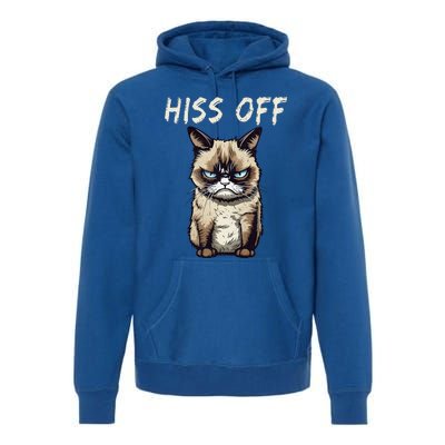 Grumpy Hiss Off Cat Meow Cat Premium Hoodie