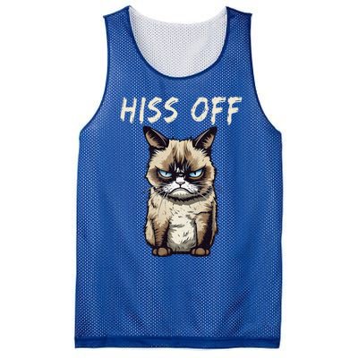 Grumpy Hiss Off Cat Meow Cat Mesh Reversible Basketball Jersey Tank