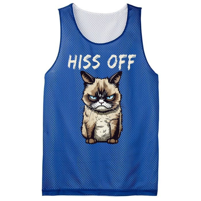 Grumpy Hiss Off Cat Meow Cat Mesh Reversible Basketball Jersey Tank