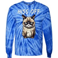 Grumpy Hiss Off Cat Meow Cat Tie-Dye Long Sleeve Shirt