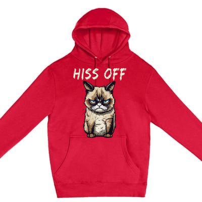 Grumpy Hiss Off Cat Meow Cat Premium Pullover Hoodie