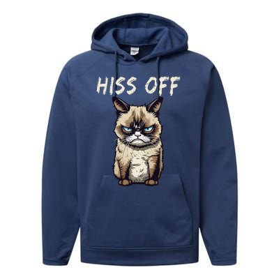 Grumpy Hiss Off Cat Meow Cat Performance Fleece Hoodie