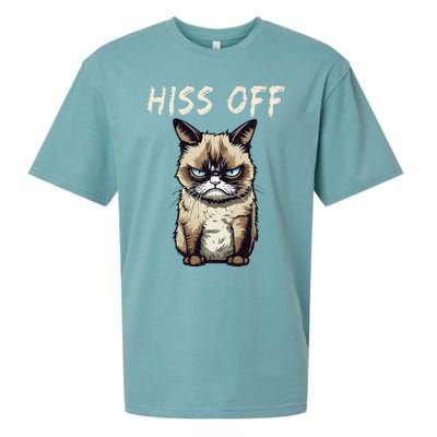 Grumpy Hiss Off Cat Meow Cat Sueded Cloud Jersey T-Shirt