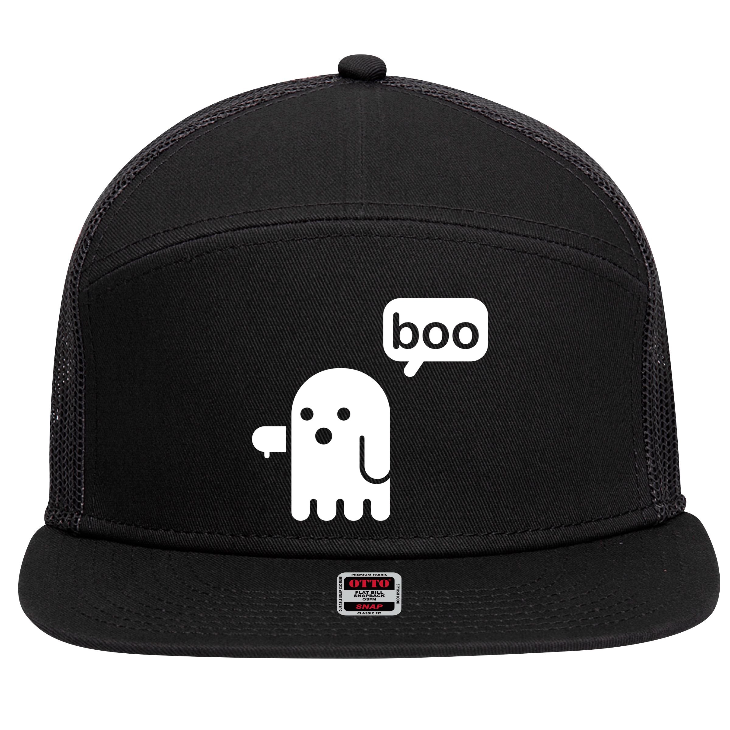 Ghost Boo Thumbs Down 7 Panel Mesh Trucker Snapback Hat