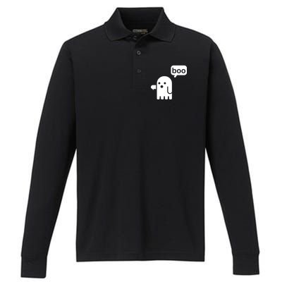 Ghost Boo Thumbs Down Performance Long Sleeve Polo