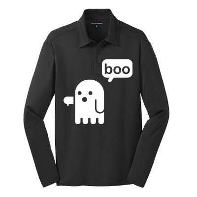 Ghost Boo Thumbs Down Silk Touch Performance Long Sleeve Polo