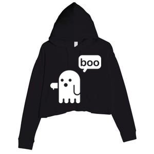 Ghost Boo Thumbs Down Crop Fleece Hoodie