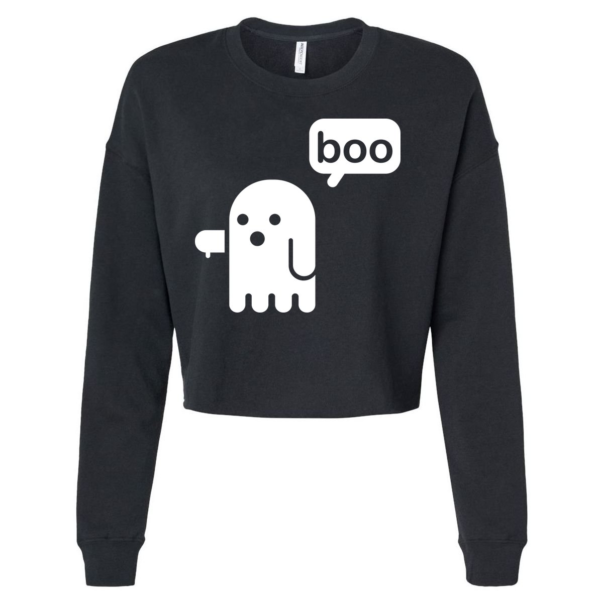 Ghost Boo Thumbs Down Cropped Pullover Crew