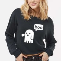 Ghost Boo Thumbs Down Cropped Pullover Crew