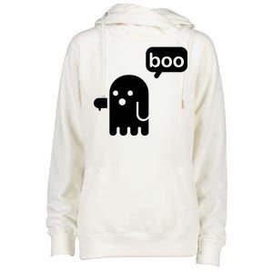 Ghost Boo Thumbs Down Womens Funnel Neck Pullover Hood