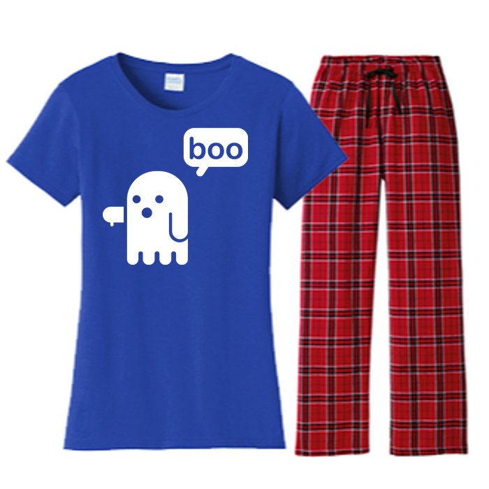 Ghost Boo Thumbs Down Women's Flannel Pajama Set