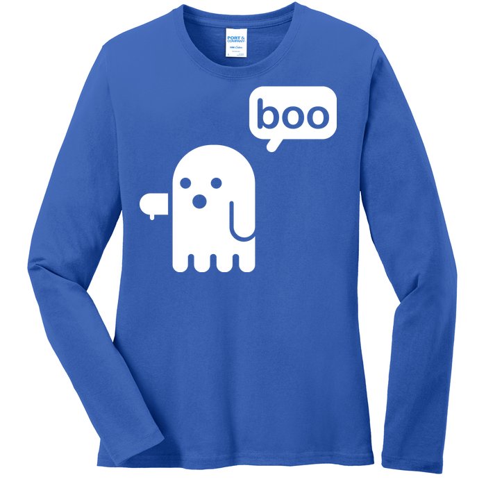 Ghost Boo Thumbs Down Ladies Long Sleeve Shirt