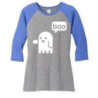 Ghost Boo Thumbs Down Women's Tri-Blend 3/4-Sleeve Raglan Shirt