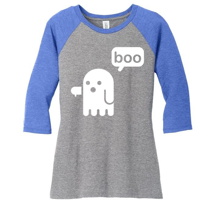 Ghost Boo Thumbs Down Women's Tri-Blend 3/4-Sleeve Raglan Shirt