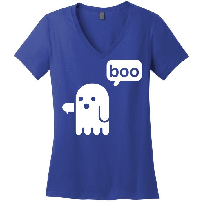 Ghost Boo Thumbs Down Women's V-Neck T-Shirt