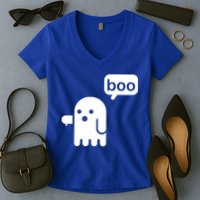Ghost Boo Thumbs Down Women's V-Neck T-Shirt