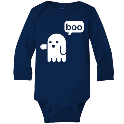 Ghost Boo Thumbs Down Baby Long Sleeve Bodysuit