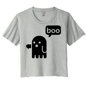 Ghost Boo Thumbs Down Women's Crop Top Tee