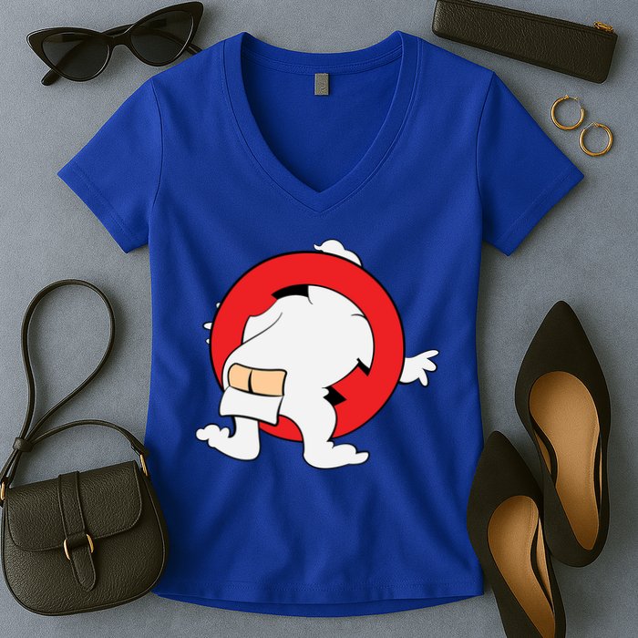 Ghost Buster Behind  Women's V-Neck T-Shirt