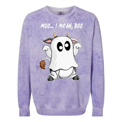 Ghost Cow Moo I Mean Bo Funny Halloween Colorblast Crewneck Sweatshirt