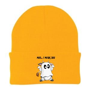 Ghost Cow Moo I Mean Bo Funny Halloween Knit Cap Winter Beanie