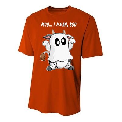 Ghost Cow Moo I Mean Bo Funny Halloween Performance Sprint T-Shirt