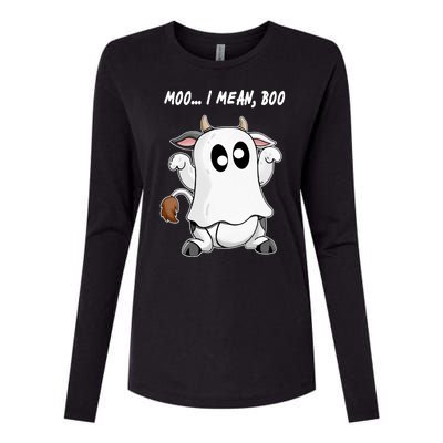 Ghost Cow Moo I Mean Bo Funny Halloween Womens Cotton Relaxed Long Sleeve T-Shirt