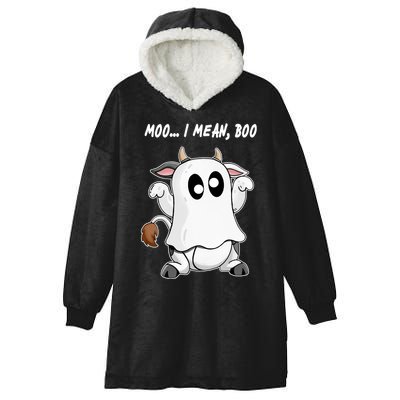 Ghost Cow Moo I Mean Bo Funny Halloween Hooded Wearable Blanket