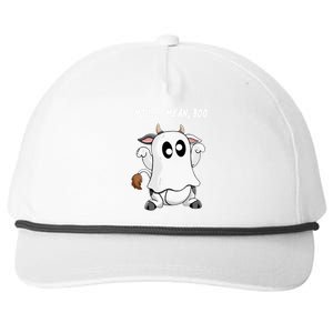 Ghost Cow Moo I Mean Bo Funny Halloween Snapback Five-Panel Rope Hat