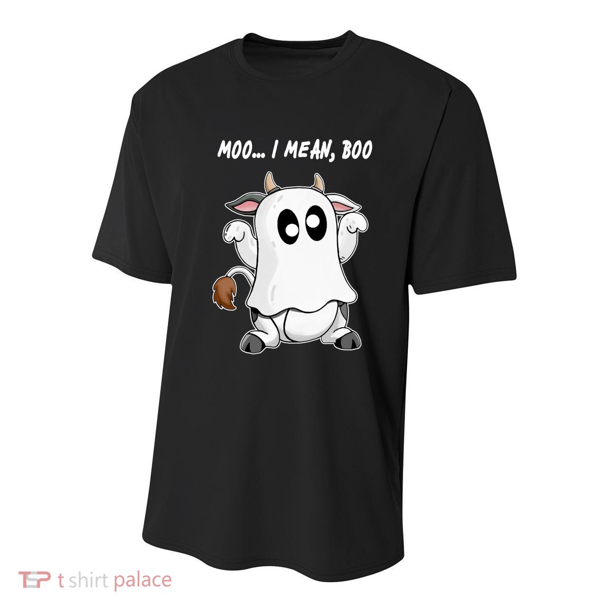 Ghost Cow Moo I Mean Bo Funny Halloween Youth Performance Sprint T-Shirt