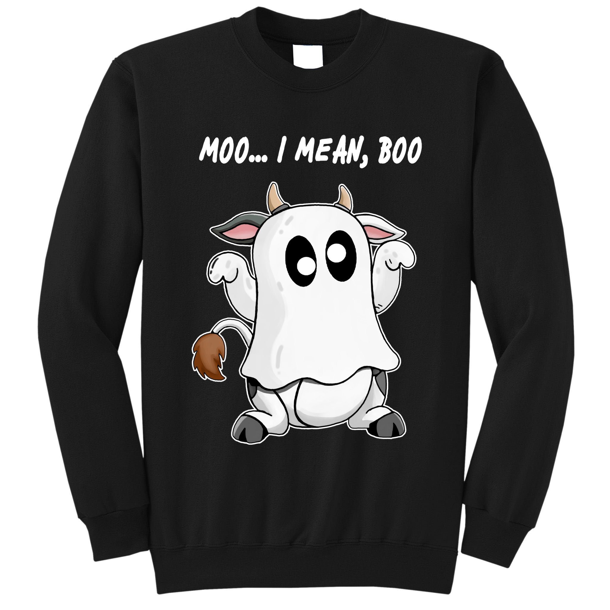 Ghost Cow Moo I Mean Bo Funny Halloween Tall Sweatshirt