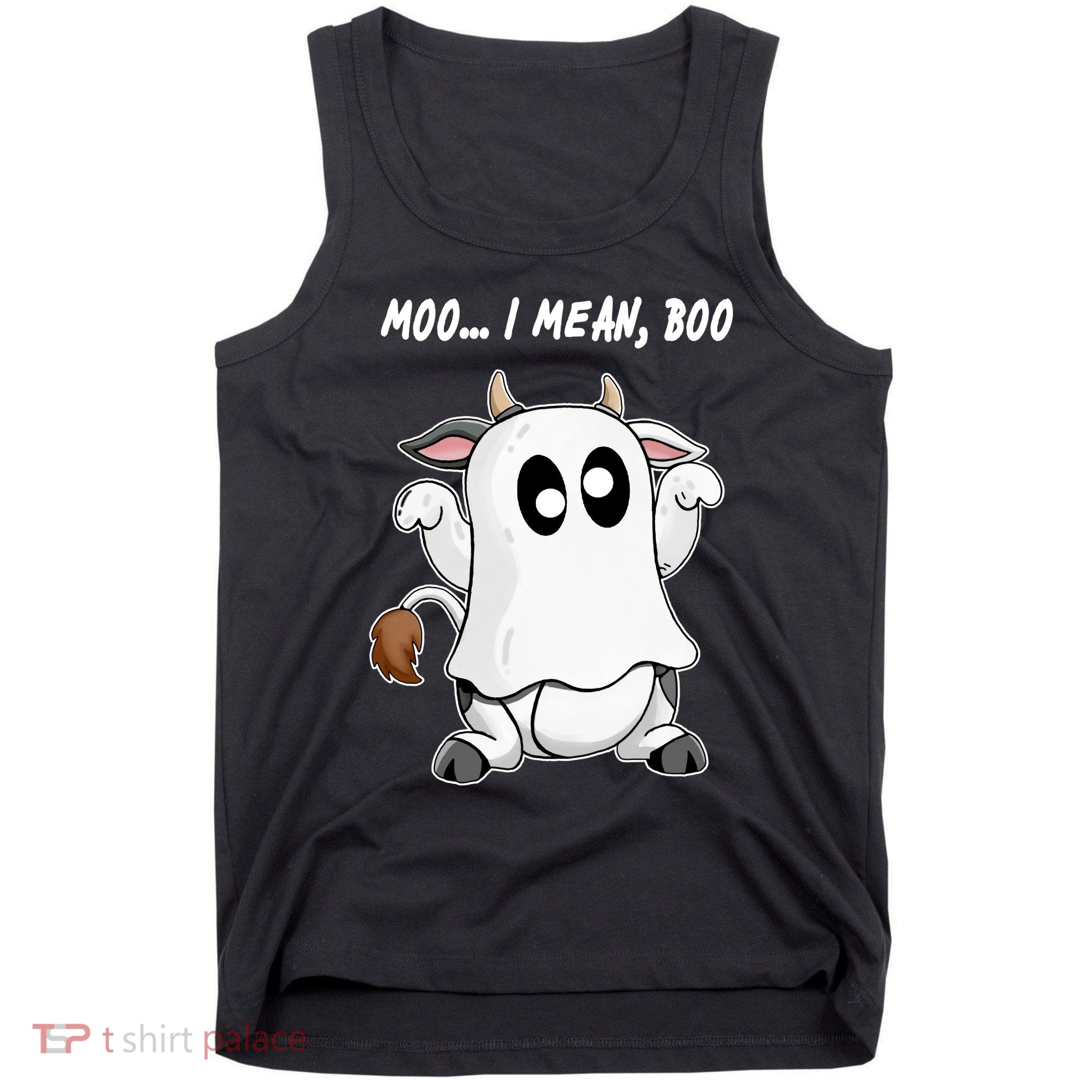 Ghost Cow Moo I Mean Bo Funny Halloween Tank Top