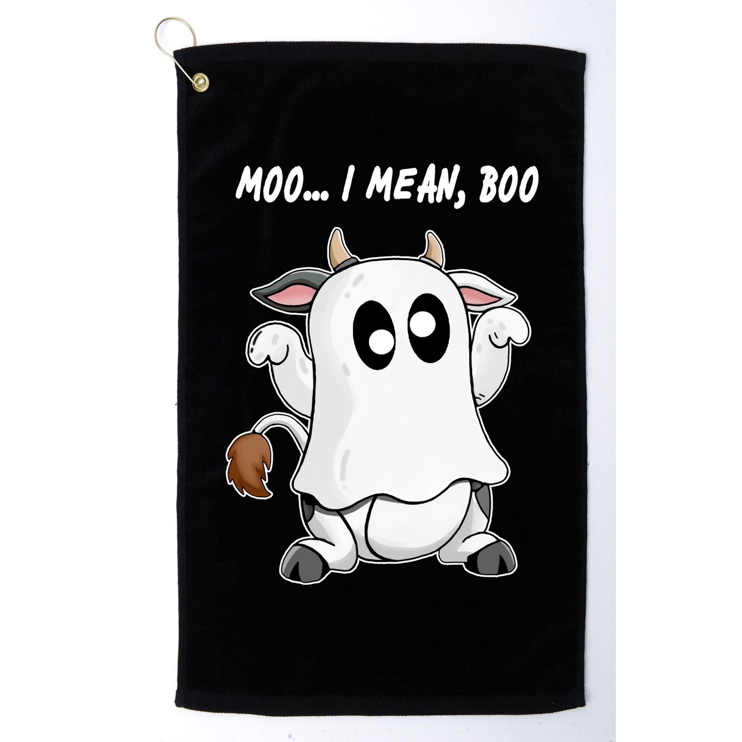 Ghost Cow Moo I Mean Bo Funny Halloween Golf Towel