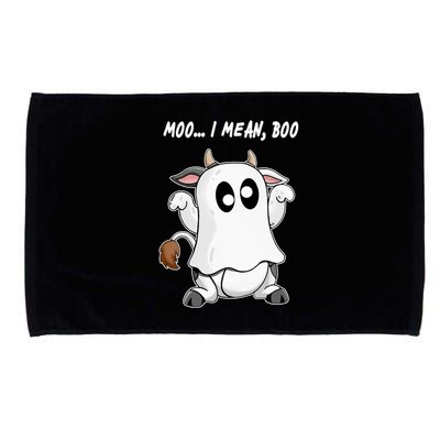 Ghost Cow Moo I Mean Bo Funny Halloween Microfiber Hand Towel