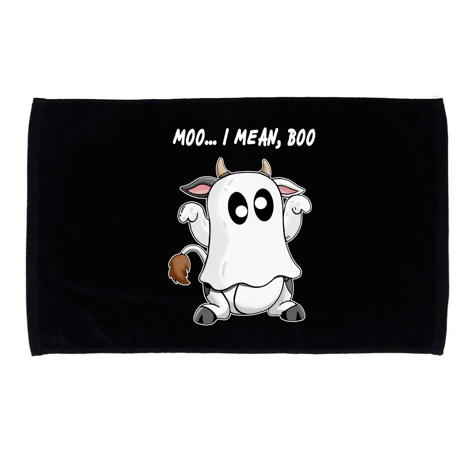 Ghost Cow Moo I Mean Bo Funny Halloween Microfiber Hand Towel