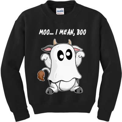 Ghost Cow Moo I Mean Bo Funny Halloween Kids Sweatshirt