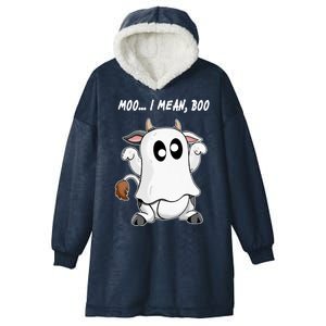 Ghost Cow Moo I Mean Bo Funny Halloween Hooded Wearable Blanket